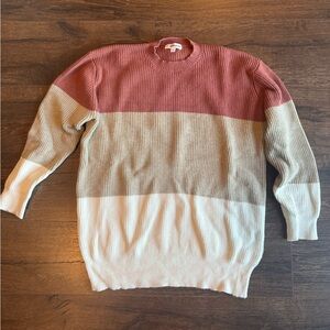 MACARON Pink, Tan, and Cream Crew Neck Sweater